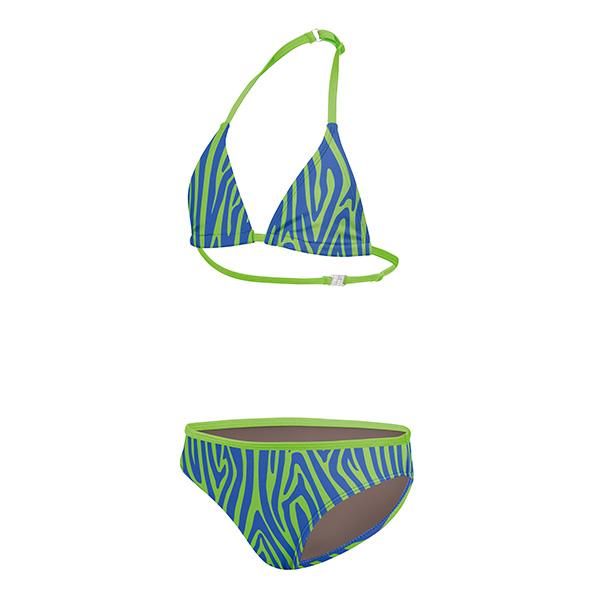 Biquíni triangular Beco Zebra Vibes para meninas | Azul/verde