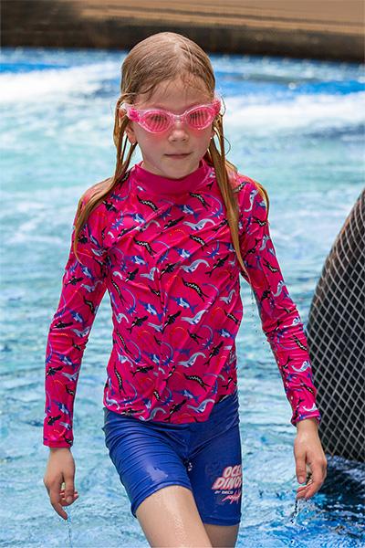 Beco Ocean Dinos Rashguard Suit For Girls | Pink