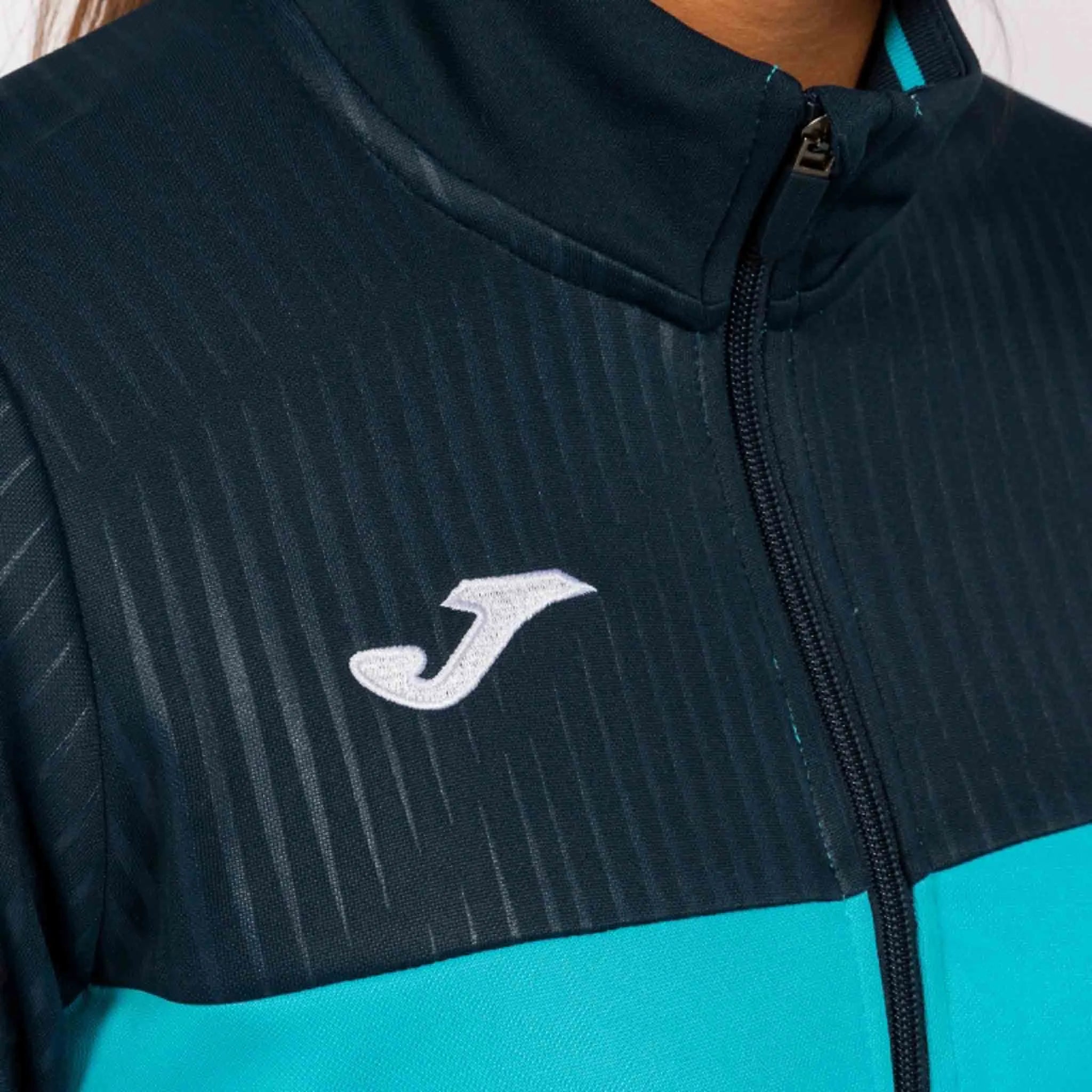 Dame sweatshirt joma montreal fuld lynlås fluor turq-marineblå turkis l