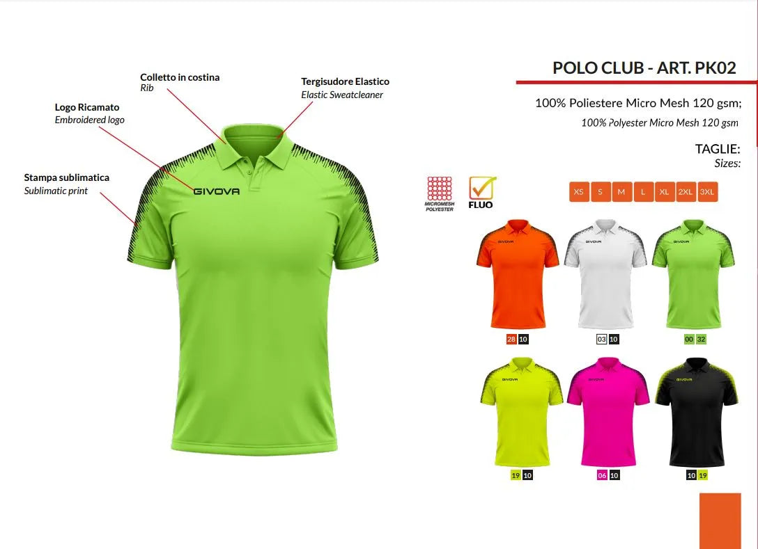 Léine Polo Givova Club Polo Bán Bán 2xl