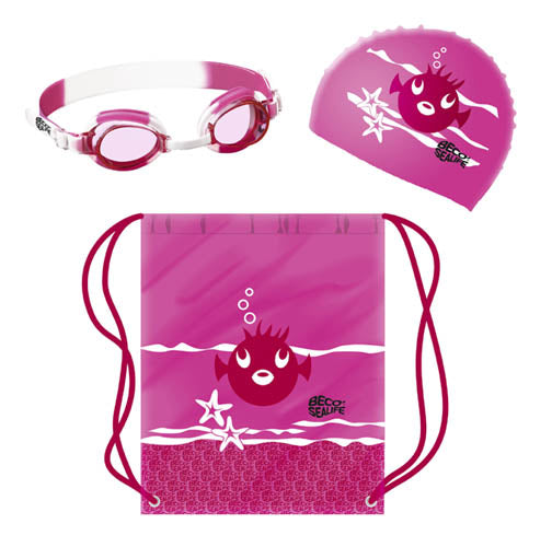 Beco-sealife® | Schwimmbrillen 2er-Set | Schwimmbrille | Badekappe und Tasche | Rosa
