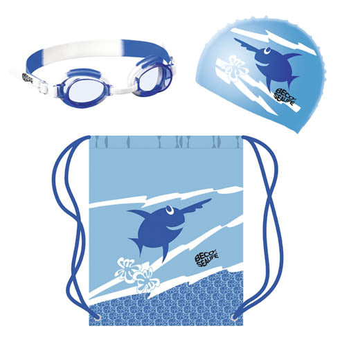 Beco-sealife® | Conjunto de 2 óculos de natação | Óculos de natação | Touca e bolsa de natação | Azul