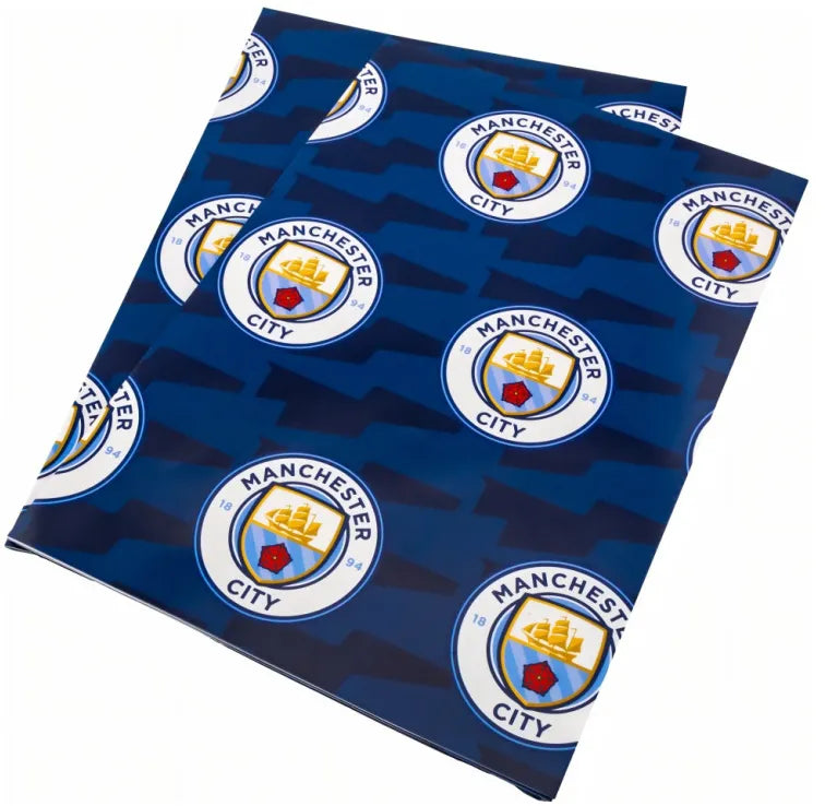 Inpakpapier Man City Unisex Mcfc 2 Cadeaupapier 2 Tags Marineblauw