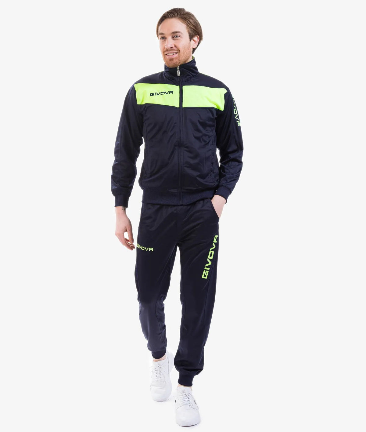 Conjunto Deportivo Givova Visa Azul Marino-amarillo Azul Fluo