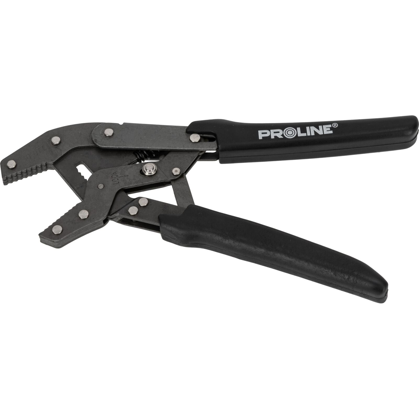 Platbektang 120 mm afgeronde lange kaken satijnen afwerking rode handgrepen met zwarte antislip kunststof plaattype veer Proline