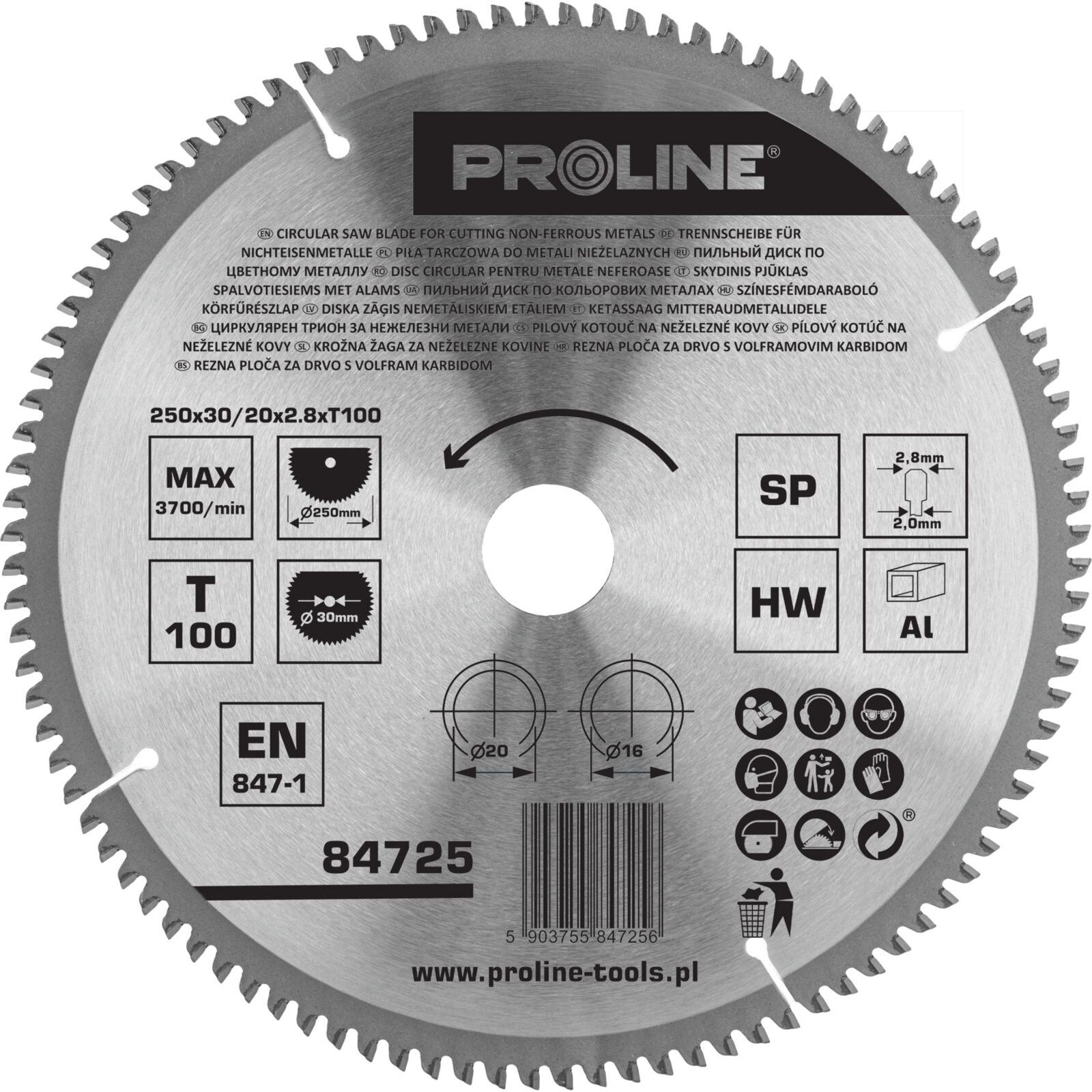 Scie Circulaire Pour Métaux Non Ferreux 250100t 30 Mm Proline