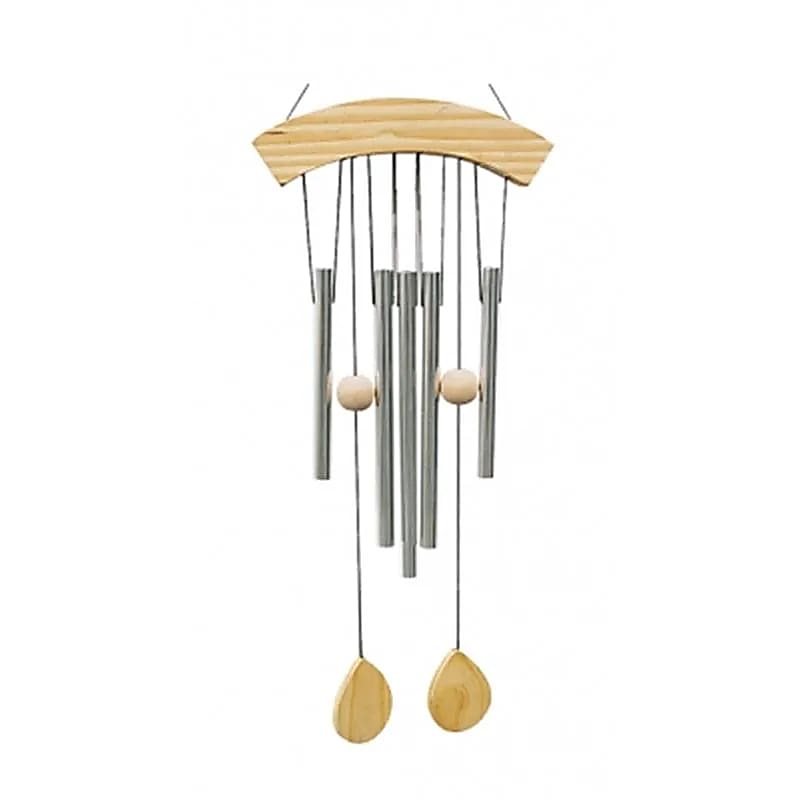Campana de viento cinco campanas con madera natural - 65 cm