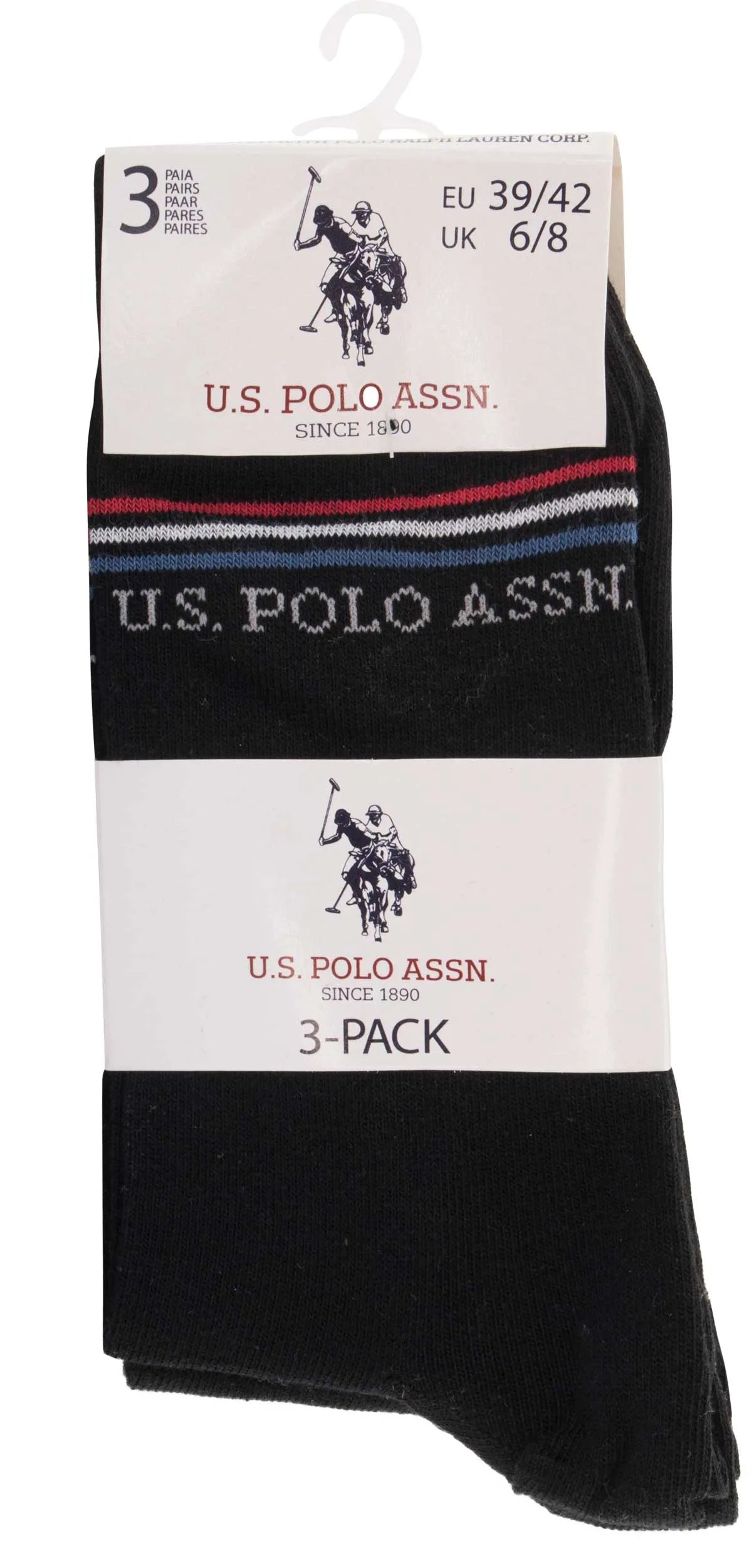 Uns. Socken Polo Assn. 3er-Pack Schwarz Schwarz 43-46