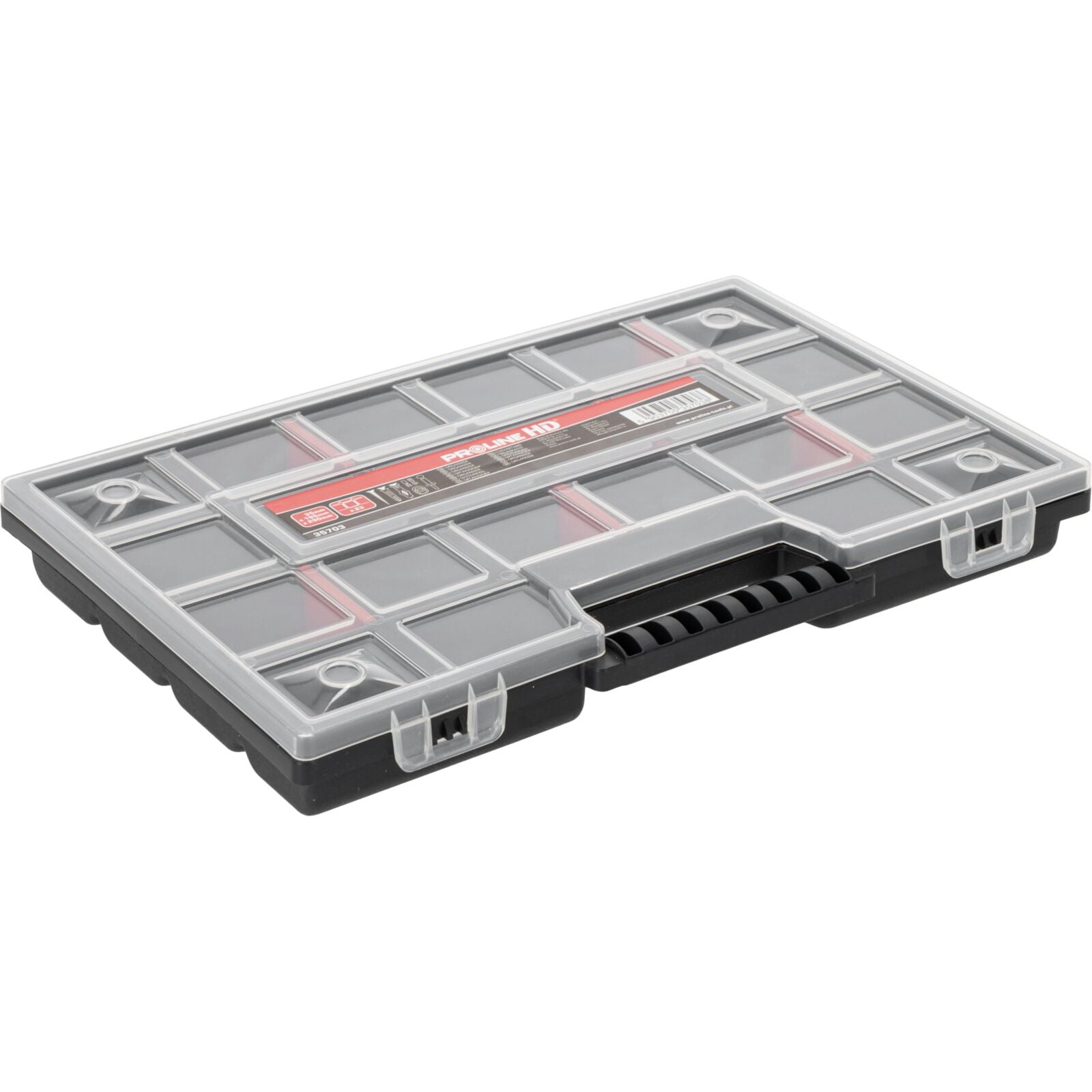 Aufbewahrungsbox-Organizer mit Griff, 23 Fächer, 3,5 x 19,5 x 29 cm, Proline Hd