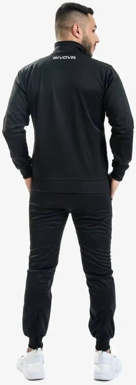 Givova tuta aon chulaith spóirt iomlán zip dubh xl