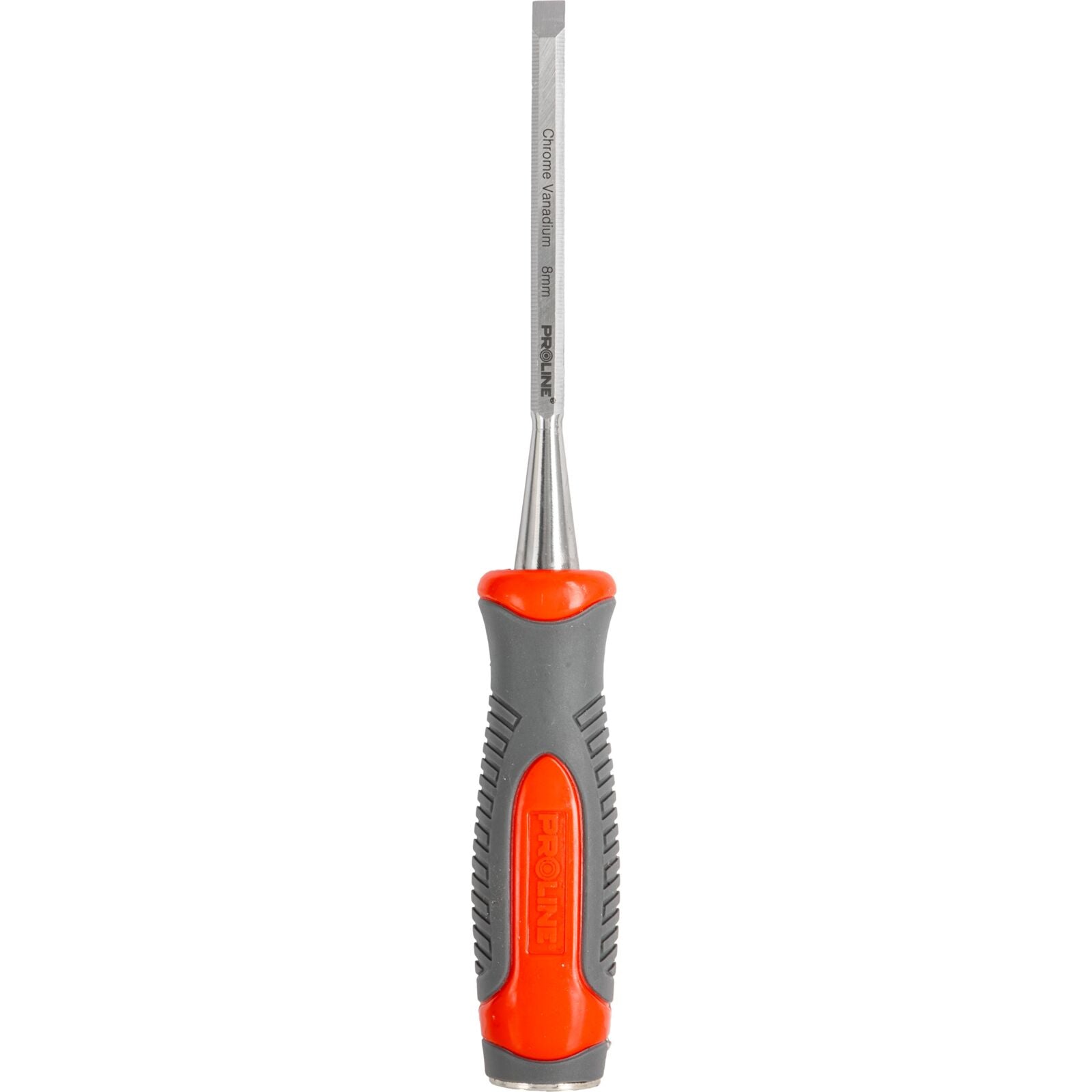 Wood Chisel 8 Mm Flat Reinforced Chrome-vanadium 60 Hrc Composite Handle (tpr) Non-slip Surface Proline