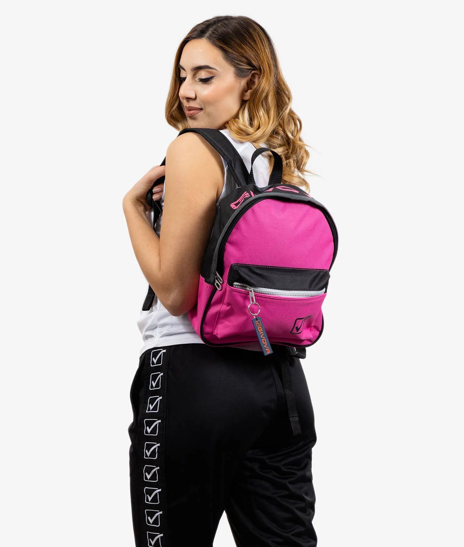 Backpack givova ollscoil fuchsia-dubh bándearg