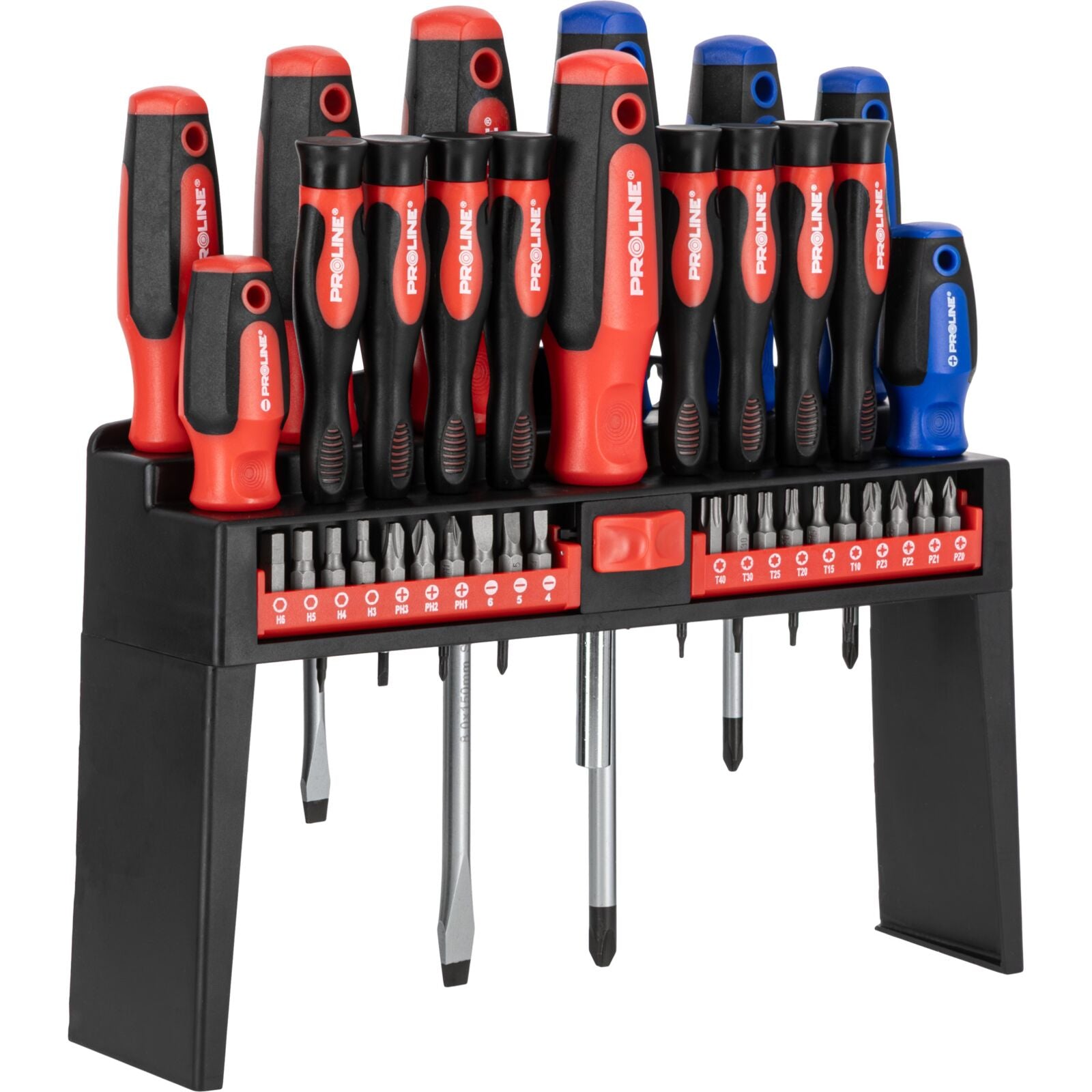 Set cacciaviti 37 pezzi Acciaio S2 Hrc 59±2 Punta magnetica Impugnatura ergonomica soft-touch Supporto Proline