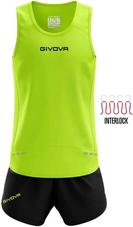 Conjunto Running Givova Kit New York Fluo Amarillo-negro Amarillo