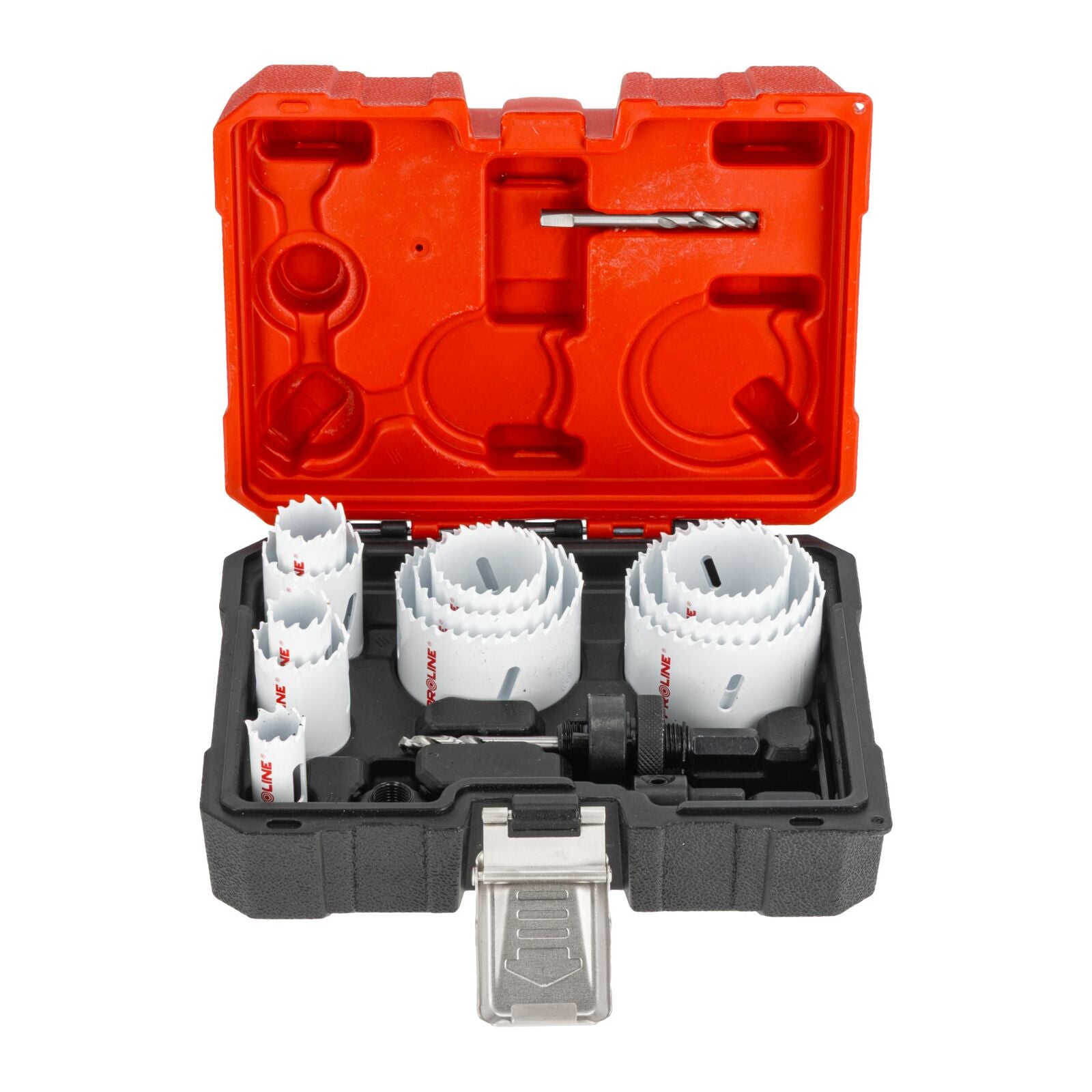 Bimetaal gatenzaagset 11-delig 19-68 mm Hss M42 met 8% kobalt 38 mm boordiepte 4/6 Tpi adapters pilotbit kunststof koffer Proline