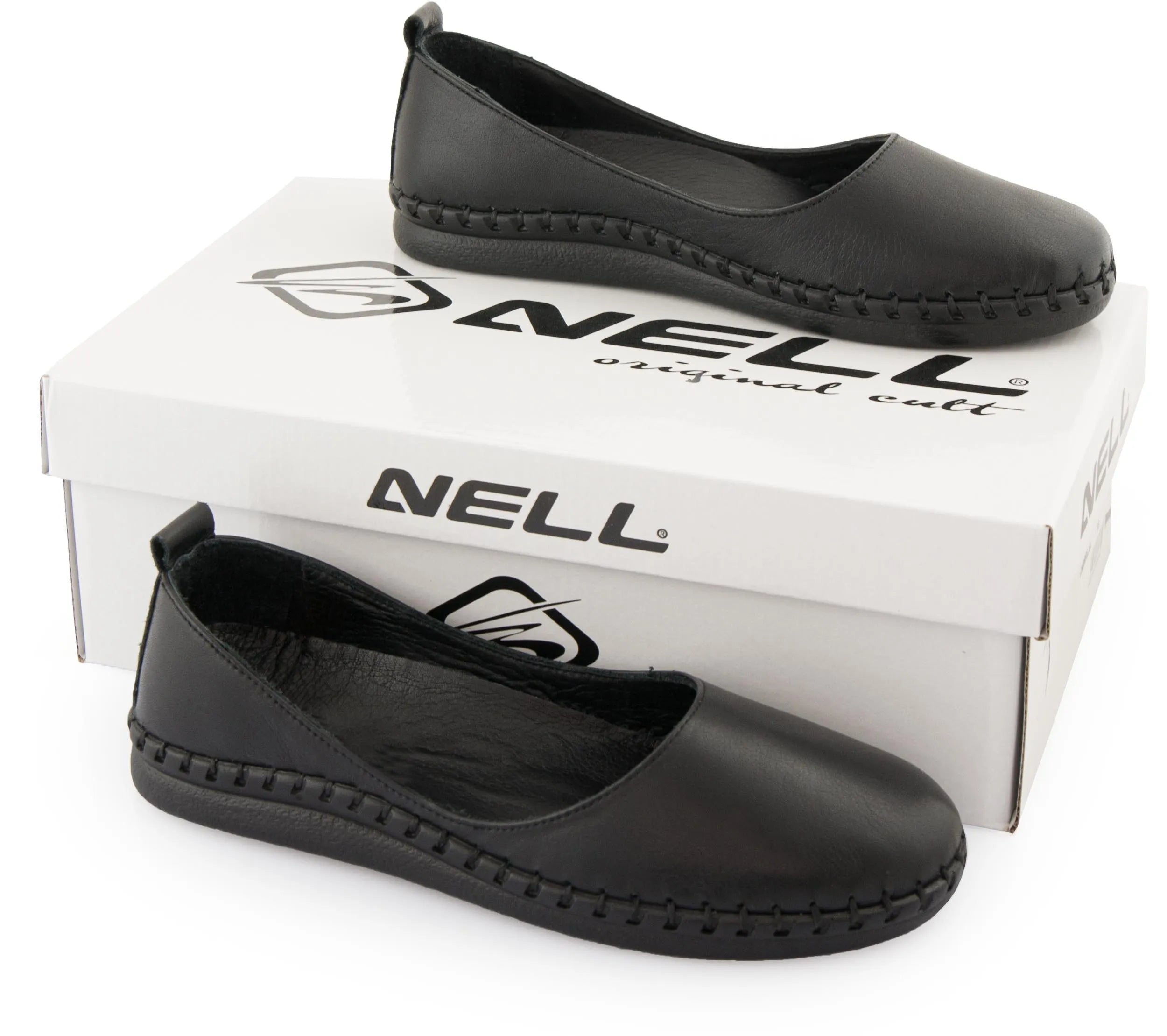 Ballerines en cuir pour femmes nell noir 37