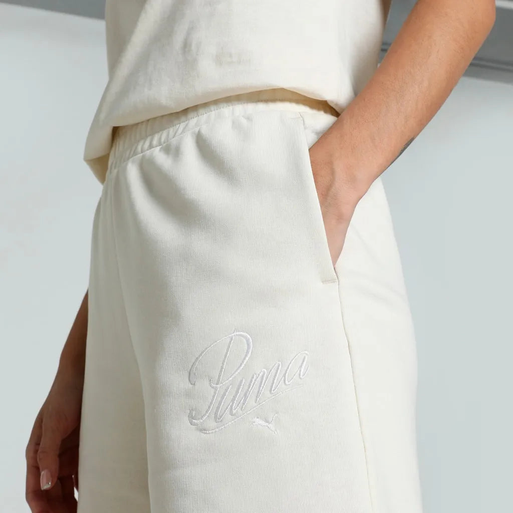 Short Femme Ess Script Short Taille Haute 5 Blanc