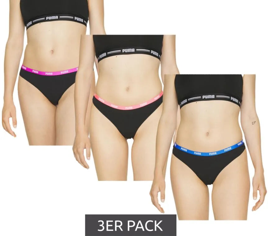 Damtrosor puma string 3p rosa-orkidé-blå mix xs