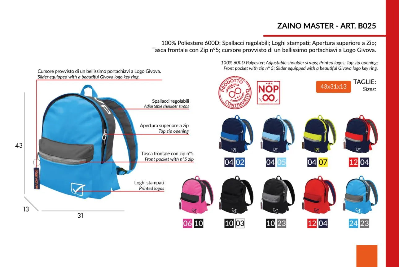 Backpack Givova Master Navy-red Blue