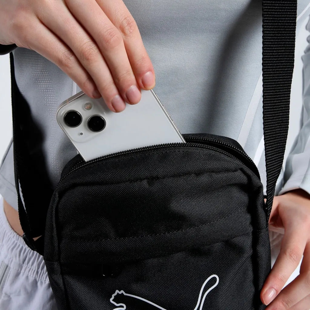 Bolso de hombro negro portátil Puma Plus