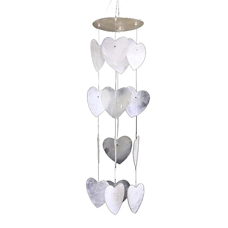 Zvonkohra Mobile White Hearts Capiz Shell -- balení 2 ks - 35 cm
