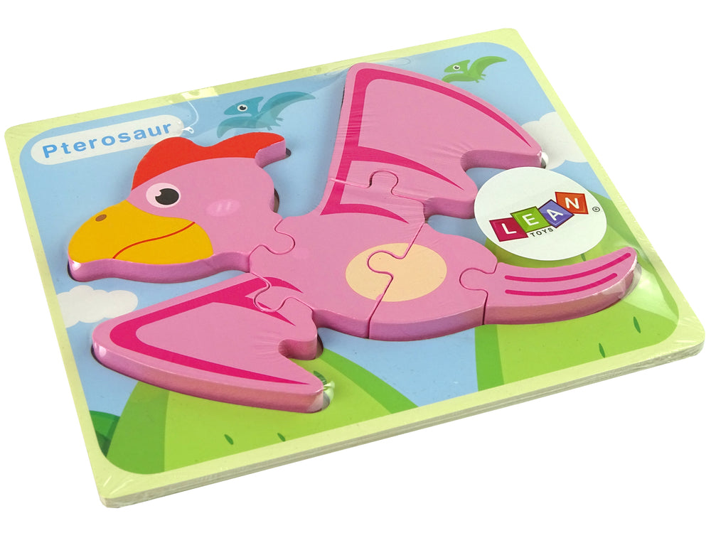 Wooden Puzzle Dinosaur Pterodactyl Pink Pliosaurs Blue