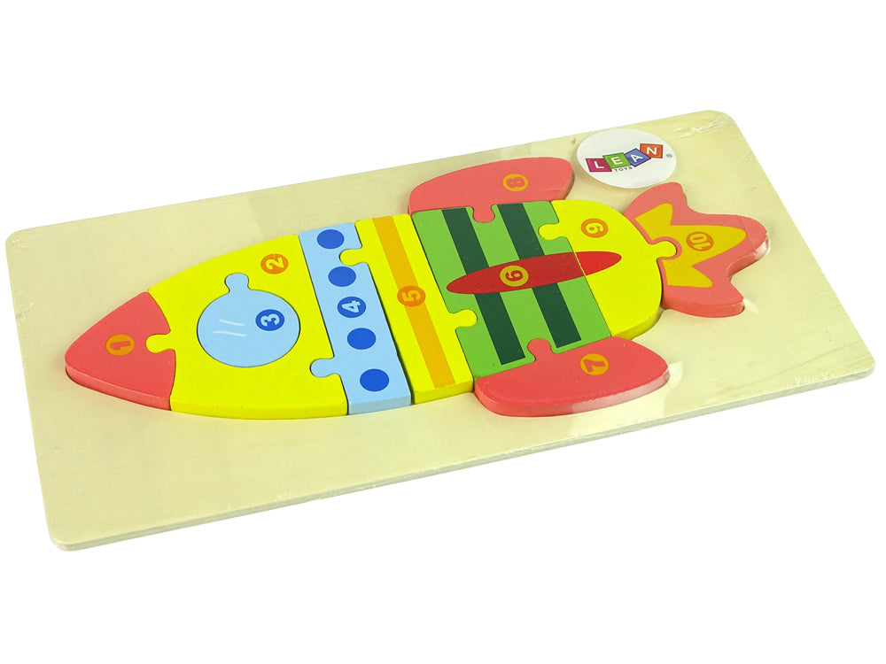 Sada dřevěných puzzle čísel raket