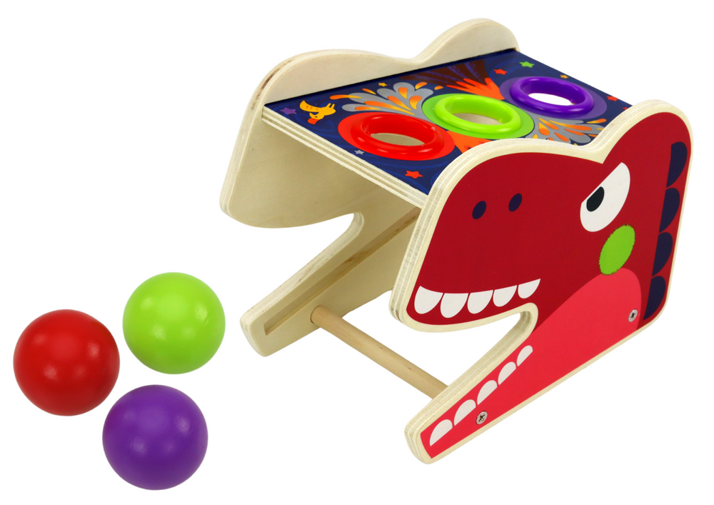 Dinosaur Cymbal Hammer 2in1 Wooden Red