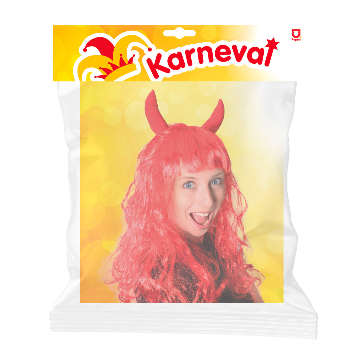 Devil Wig With Horns For Adults