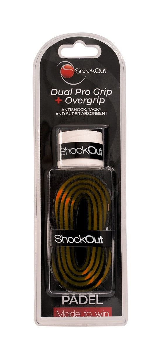 Dual Pro Grip + Overgrip Shockout Negro/Naranja