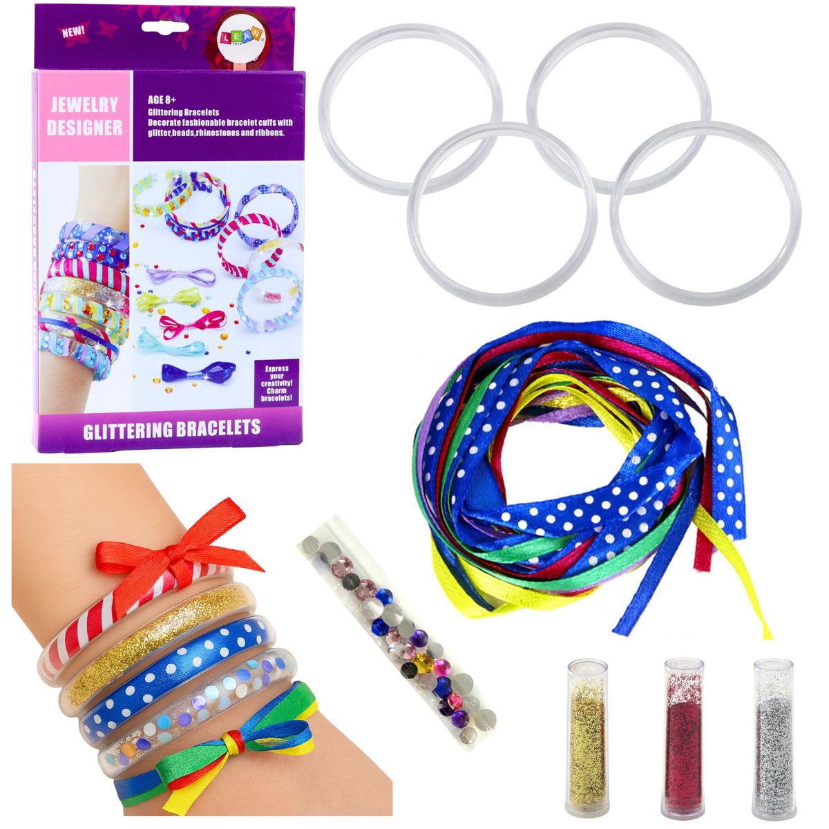 Kit zur Herstellung von Armbändern mit Glitzerbändern zum Selbermachen