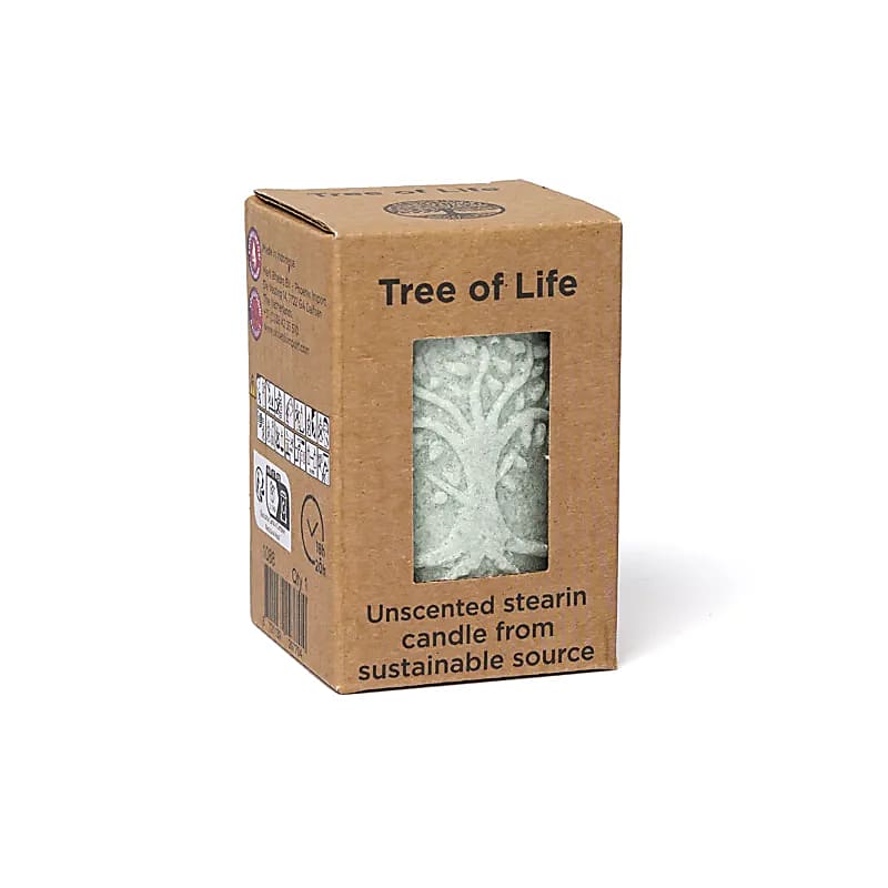 Embossed Votive Candle Tree Of Life Stearin Sage Green --set Of 2 Pcs - 8x5.5 Cm