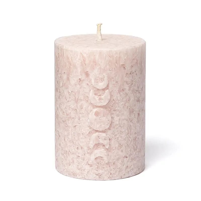 Bougie votive en relief phases de lune stéarine rose tendre - lot de 2 pièces - 8x5,5 cm