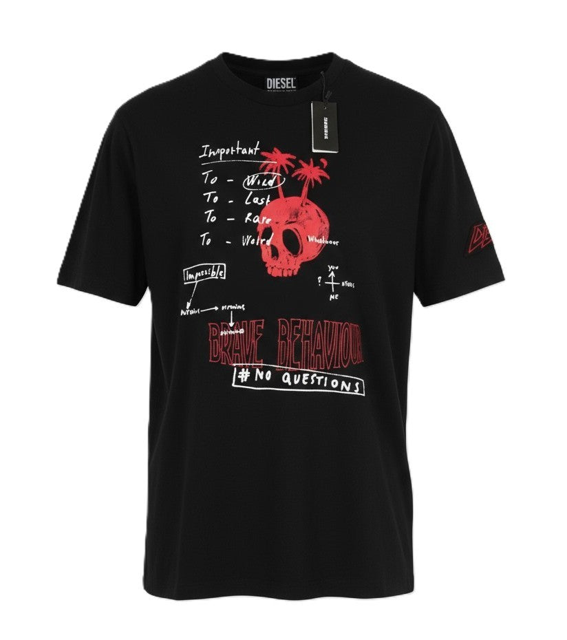 Pánske tričko Diesel T-just-b61čierne Soft Stretch Crew Krk s krátkym rukávom