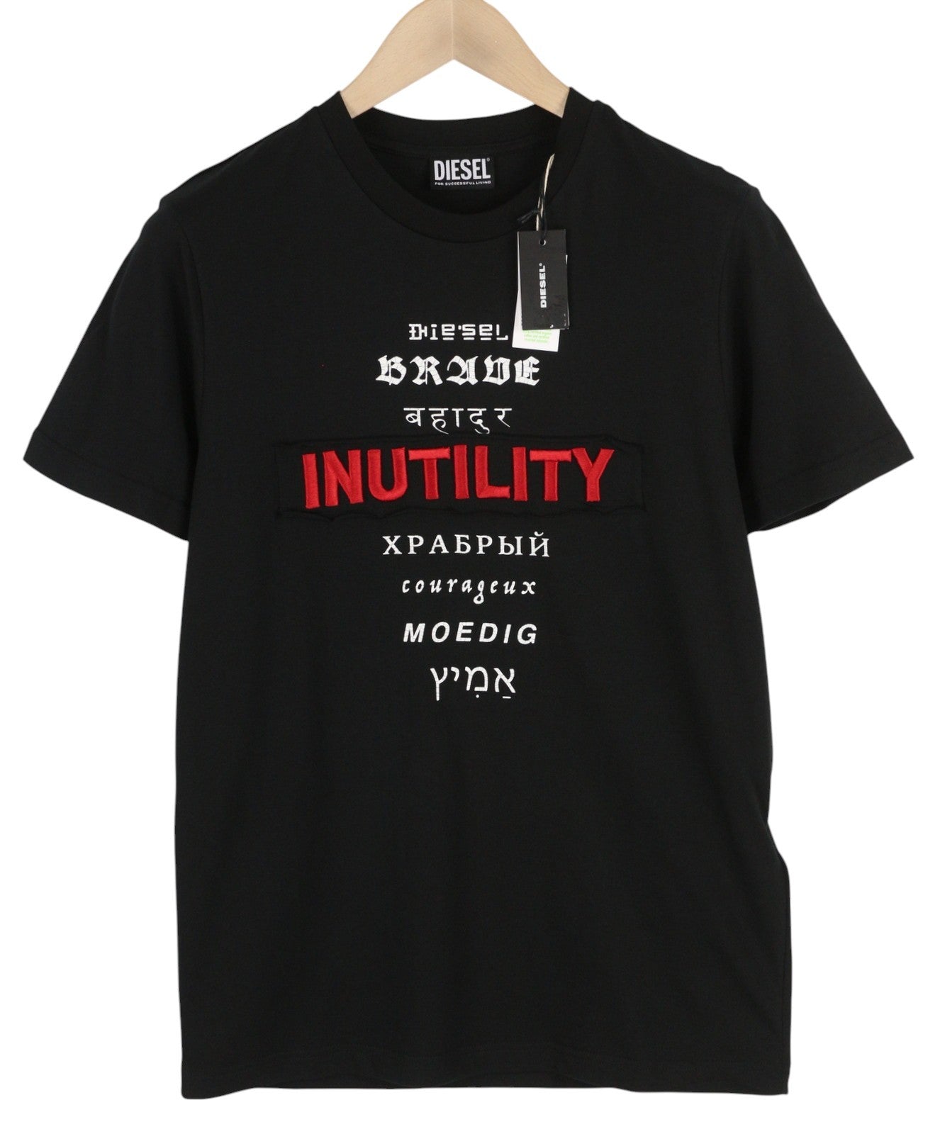 Pánske tričko Diesel T-diegos-b6čierne elastické bavlnené tricot s krátkym rukávom