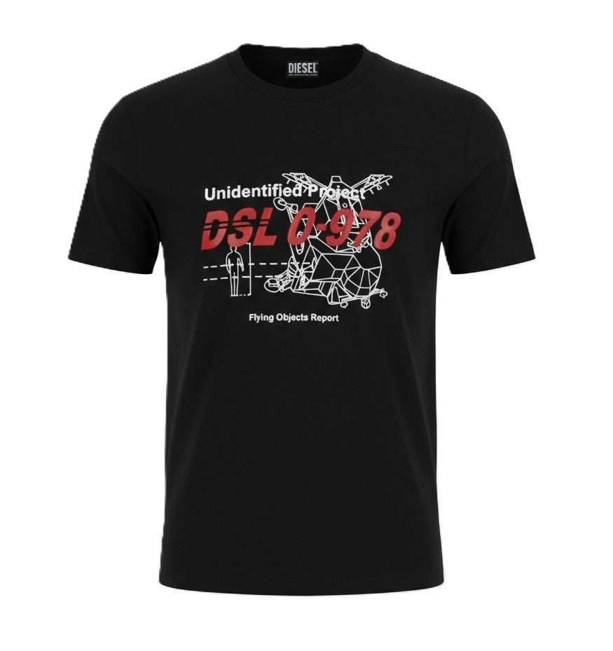 Diesel T-diegos-b82 Pánske tričkočierne Stretch Tricot Crew Krátky rukáv