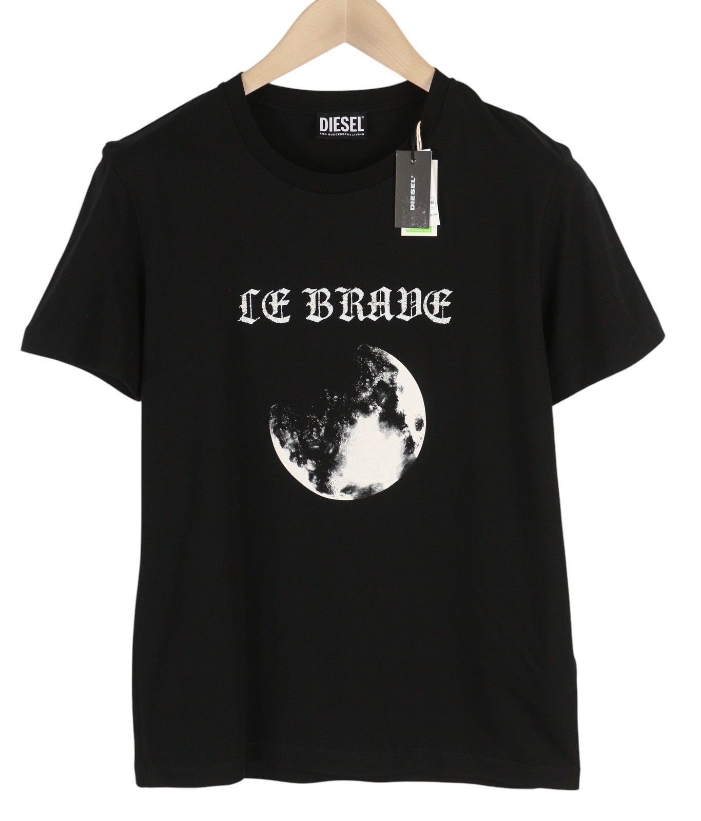 Diesel T-iny-b1men T-shirt Black Tricot Stretchy Crew Collar Short Sleeved