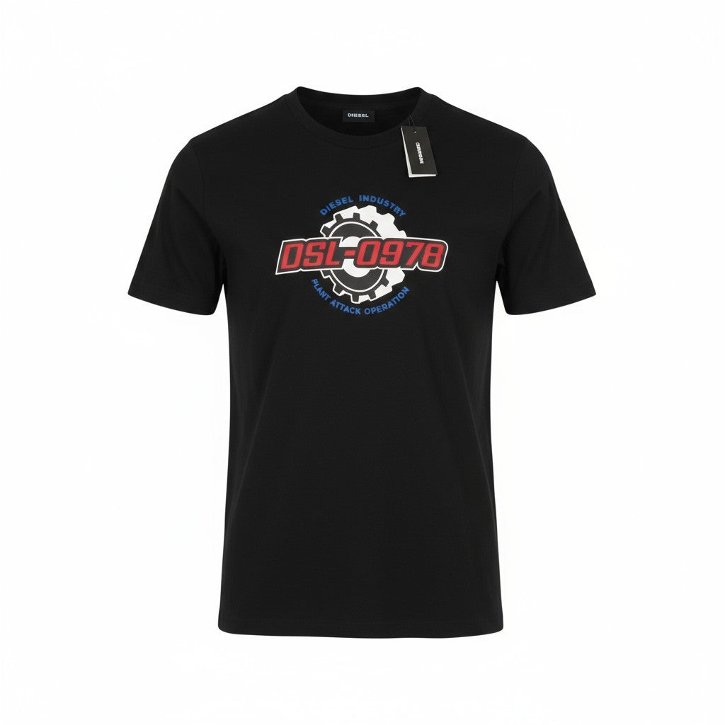 Diesel T-diegos-k21 Pánske tričkočierne Stretch Tricot Predné Logo