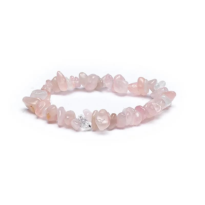 Bracciale Elastico Con Chips Di Quarzo Rosa --confezione Da 5 Pezzi - ±0.7cm