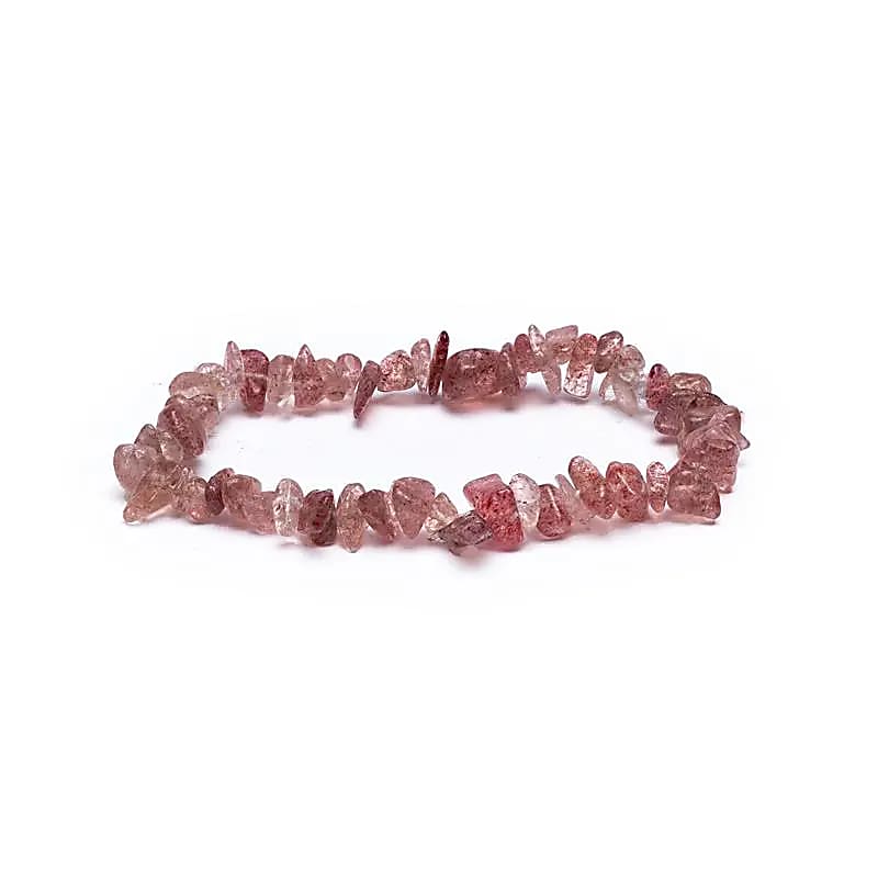 Náramok Strawberry Quartz Chips Elastic -- balenie 5 ks - ± 0,7 cm