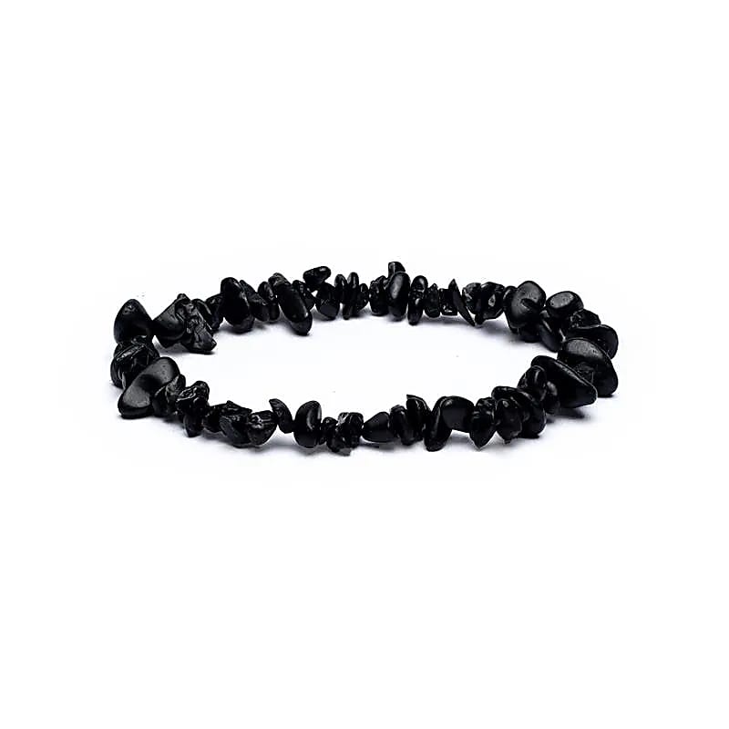Bratara Neagra Turmaline Chips Elastic --pachet De 5 Buc - ±0.7 Cm