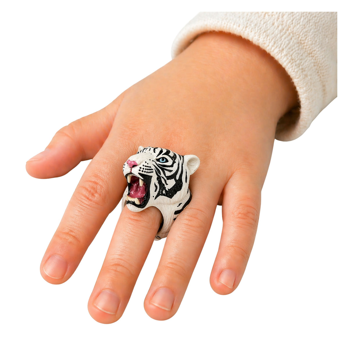 Hand Ring Educational Animals Tiger White