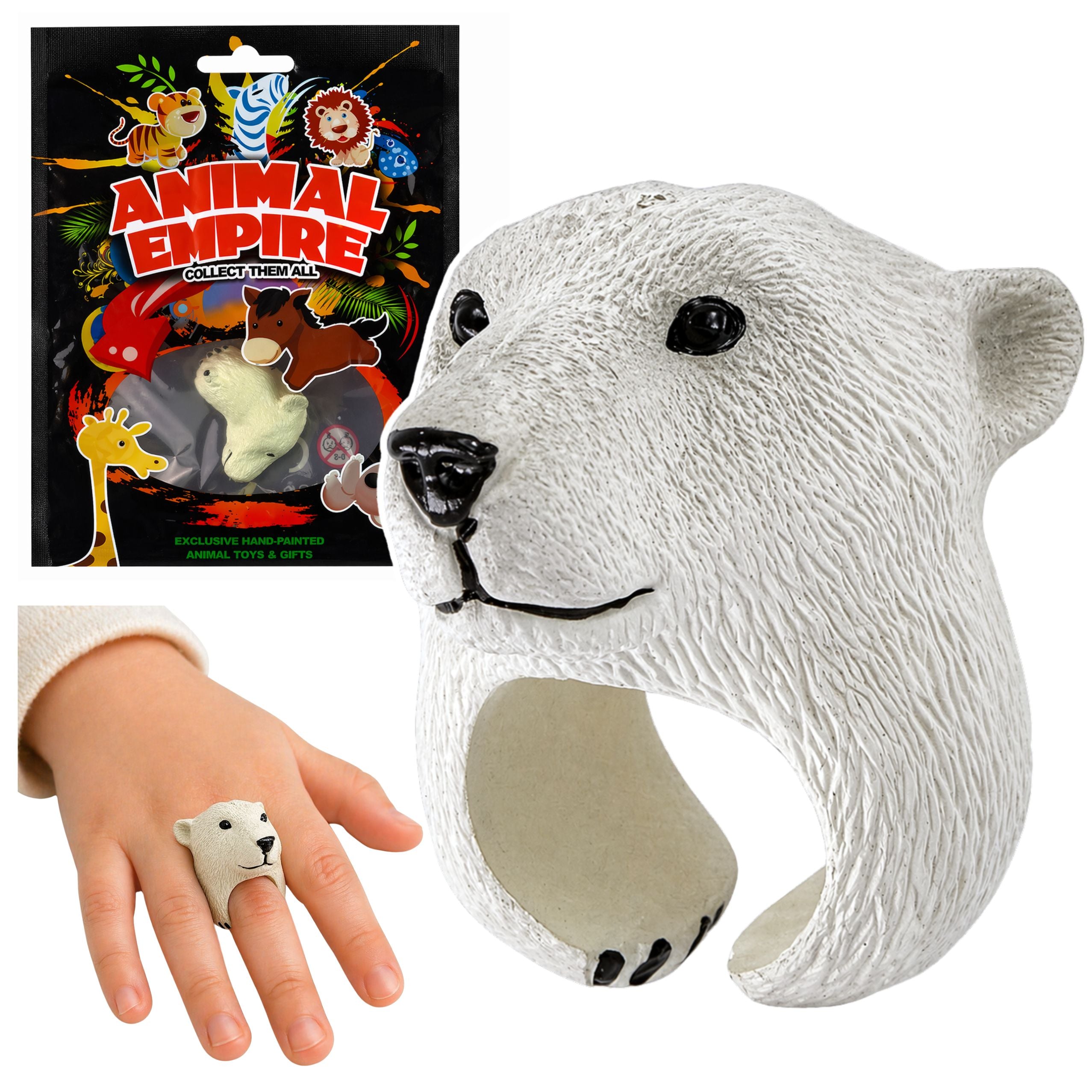 Anillo de Mano Educativo Animales Oso Blanco