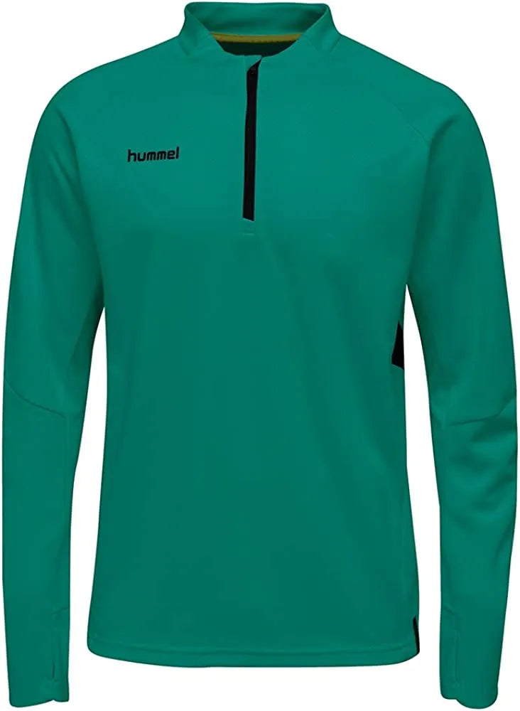 Felpa Hummel Tech Move Mezza Zip Verde da Uomo
