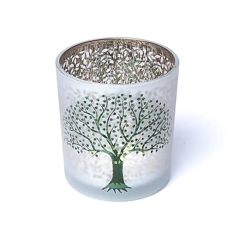 Lysestage Frosted/metallisk Tree Of Life -- 73x8 Cm Sæt med 2 stk - 7,3x8 Cm