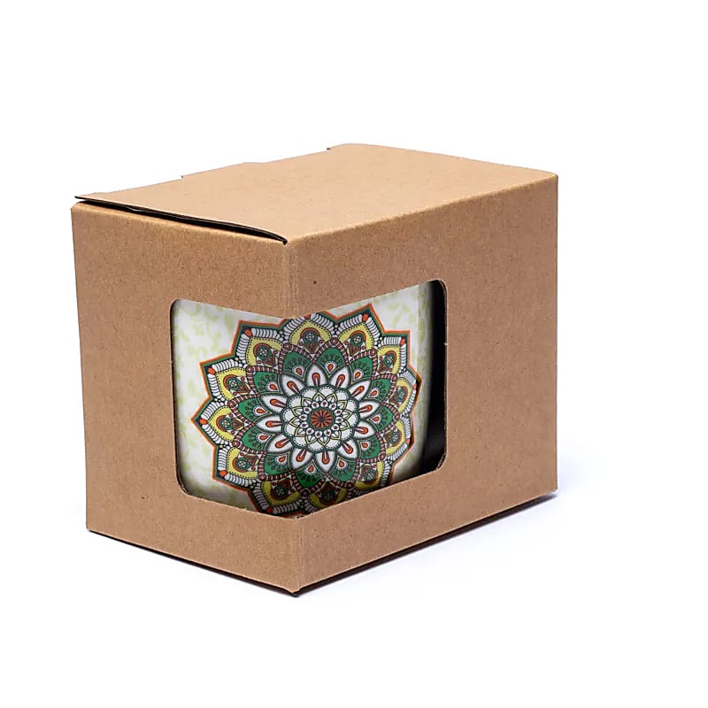Thee-ei mok Mandala Groen -- Verpakking van 2 stuks - ±400 Ml