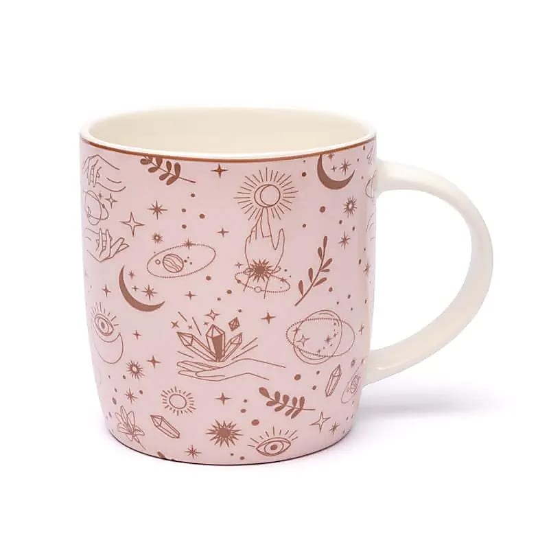 Caneca de chá com peneira símbolos místicos - pacote de 2 unidades - ± 400 ml