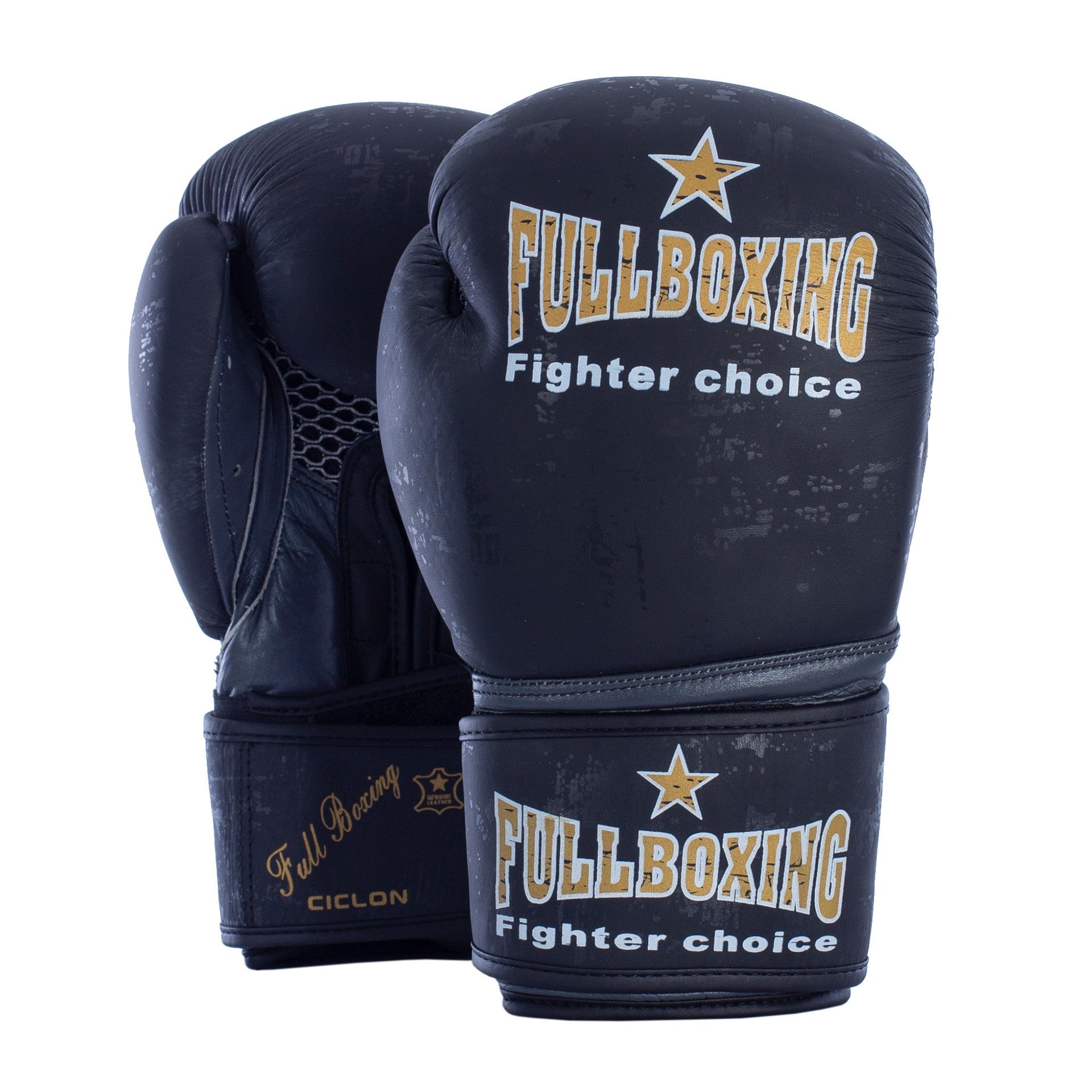 Luvas de Boxe Fullboxing Couro Natural Ciclón Preto 10 Oz