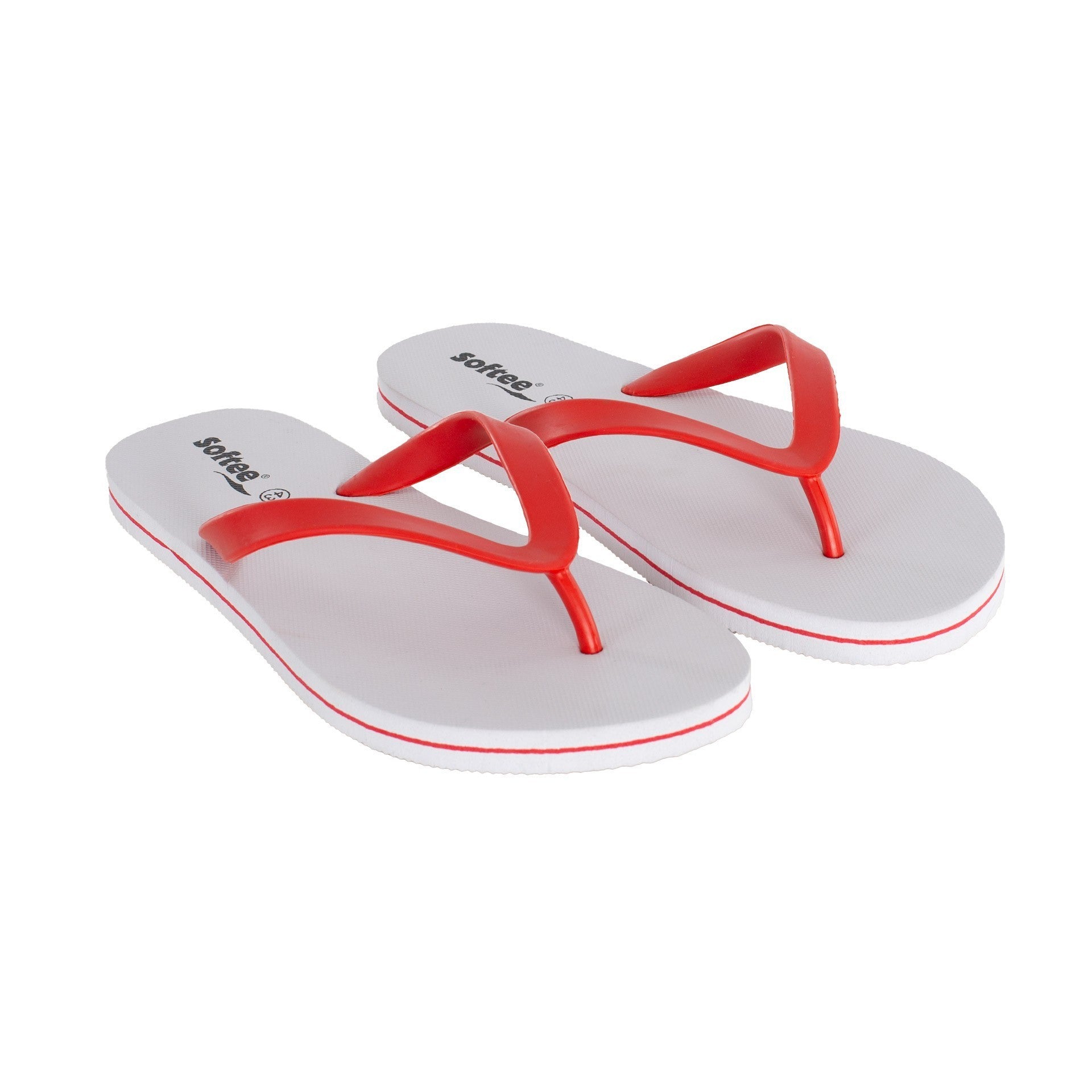 Klapki Softee Coconut biało-czerwone