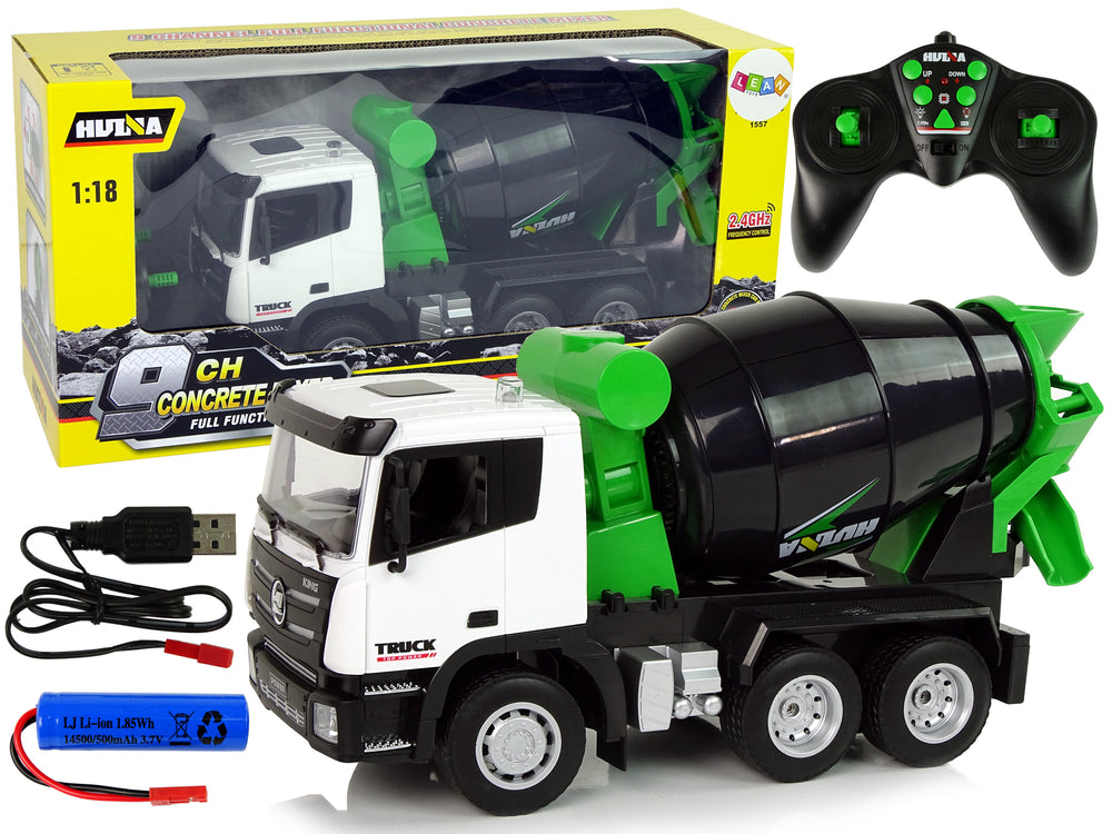 Concrete Mixer Remote Controlled 1:18 Black Huina 2.4g Rotating Bucket